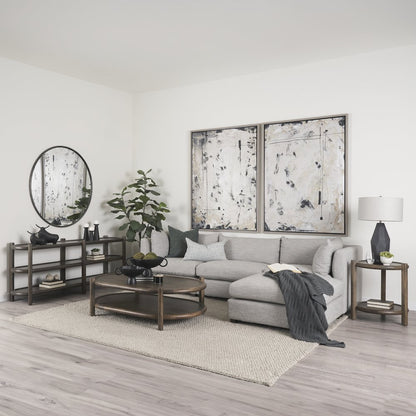 Dark Brown Wood Bottom Shelf Round Accent Table