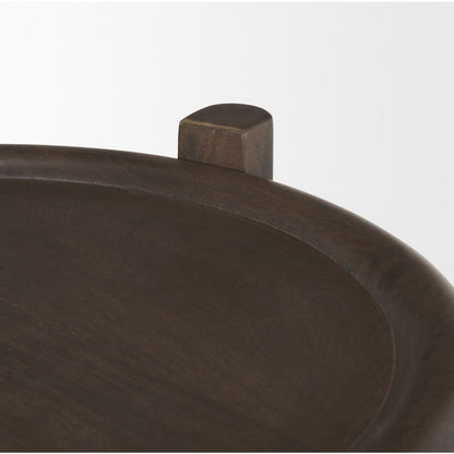 Dark Brown Wood Bottom Shelf Round Accent Table