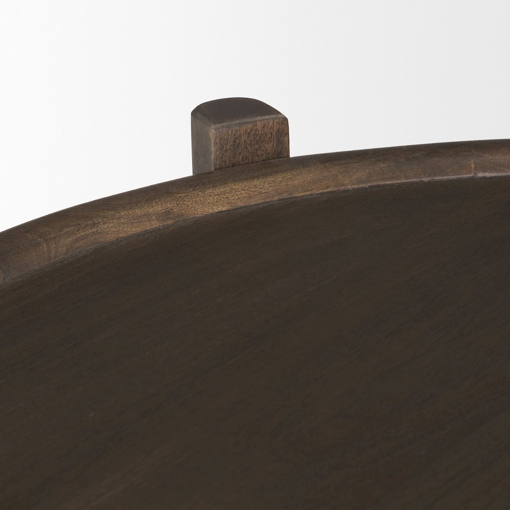 Dark Brown Wood Bottom Shelf Oval Coffee Table