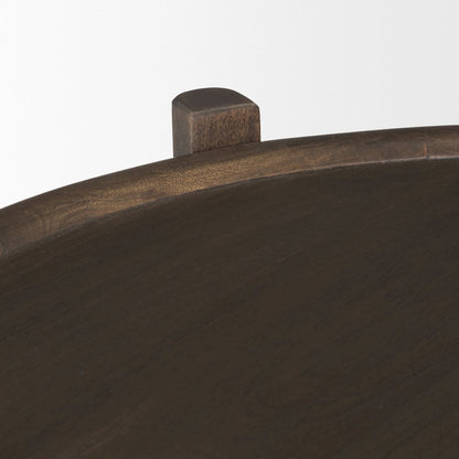Dark Brown Wood Bottom Shelf Oval Coffee Table
