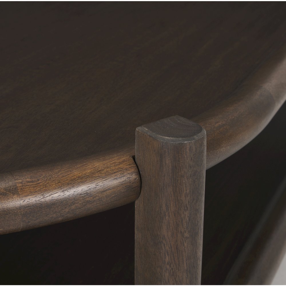 Dark Brown Wood Bottom Shelf Oval Coffee Table