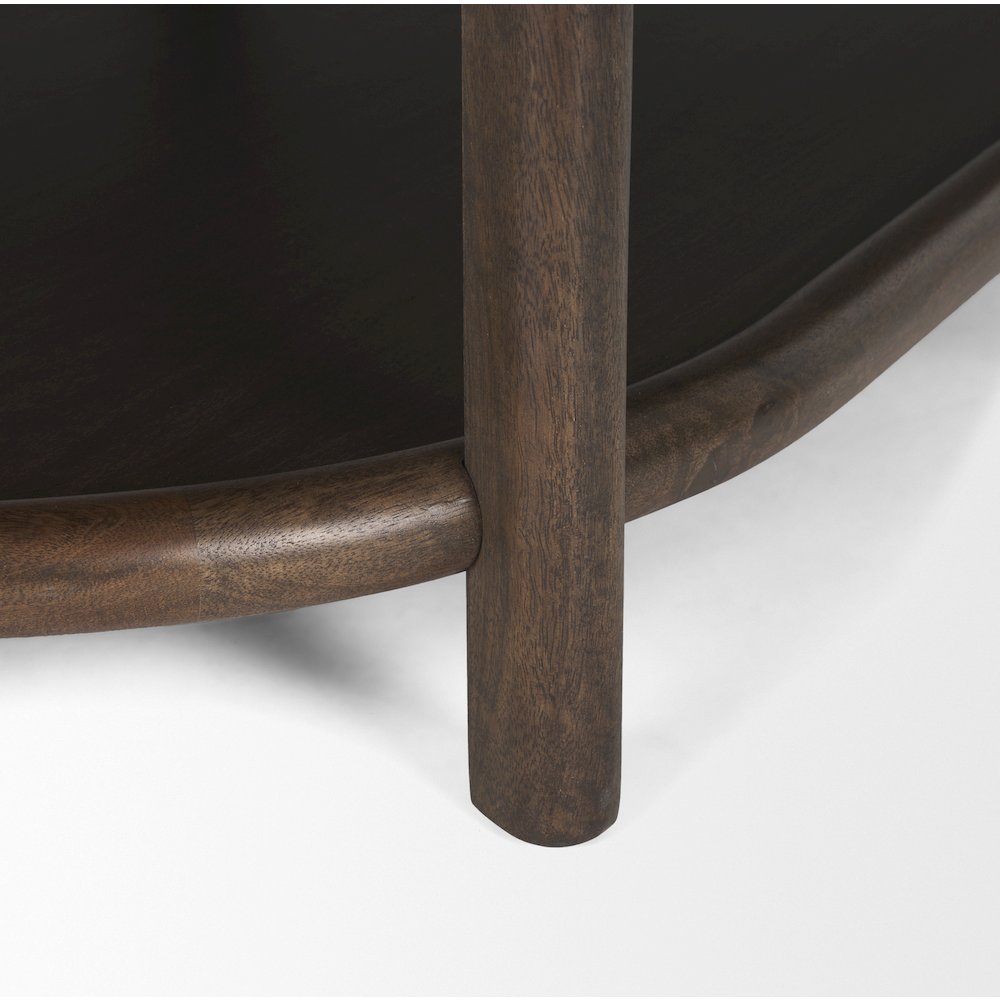 Dark Brown Wood Bottom Shelf Oval Coffee Table