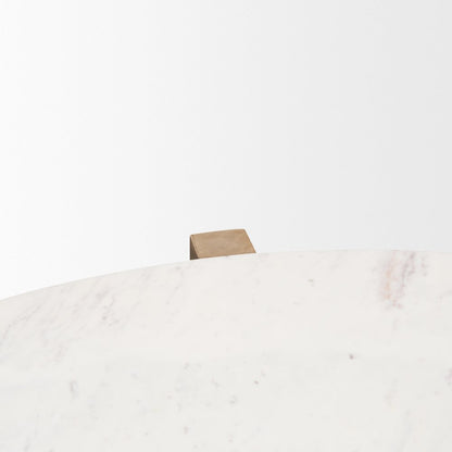 Light Brown Wood Round Marble Top Coffee Table