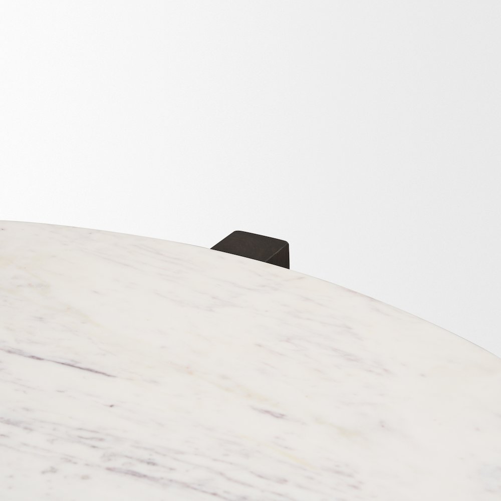 Dark Brown Wood Marble Round Top Coffee Table
