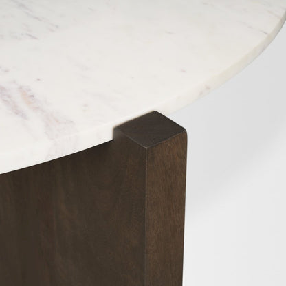 Dark Brown Wood Marble Round Top Coffee Table
