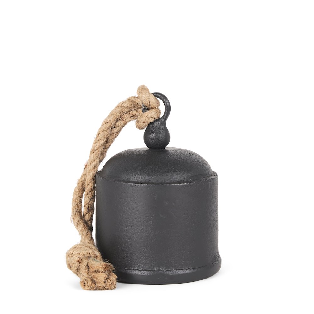 Quincy Medium Matte Black Metal Decorative Bell Object