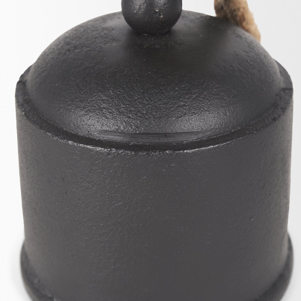 Quincy Medium Matte Black Metal Decorative Bell Object