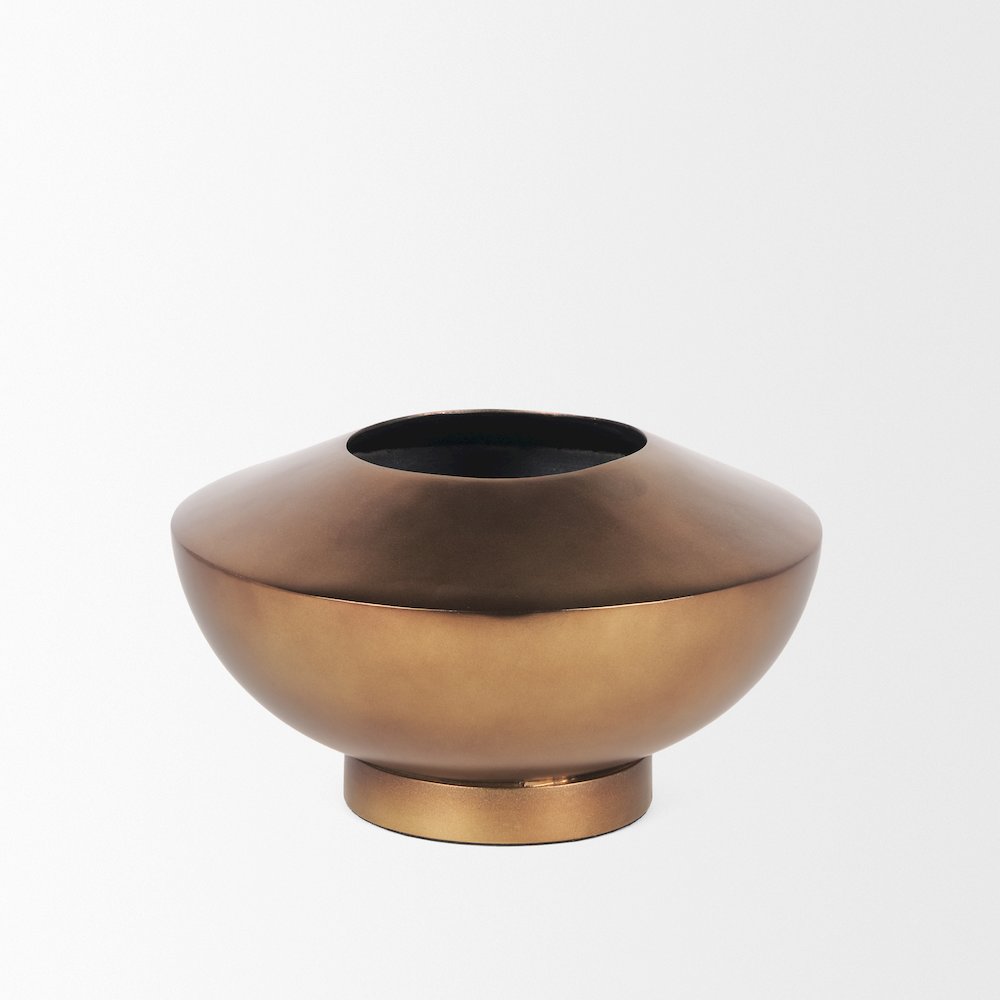 Quiana Medium Textured Gold Metal Vase