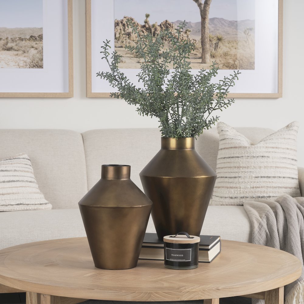 Perrin Small Brushed Gold Metal Decorative Vase