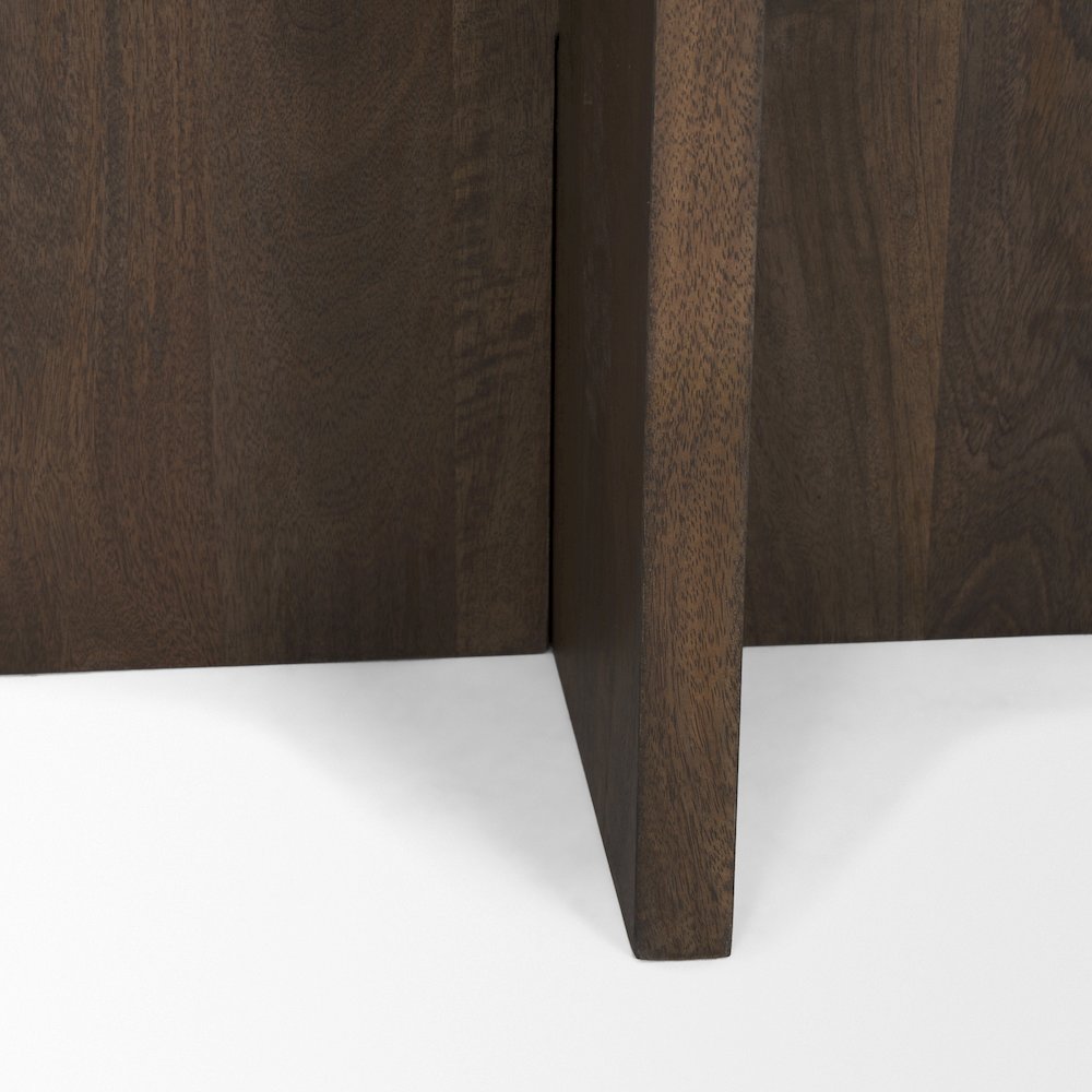 Dark Brown Wood Marble Round Accent Table