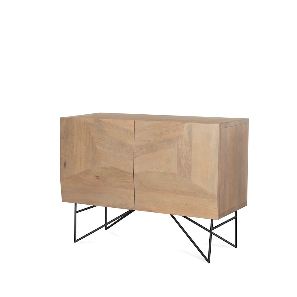 Light Brown Wooden 2 Door 2 Shelves Accent Cabinet