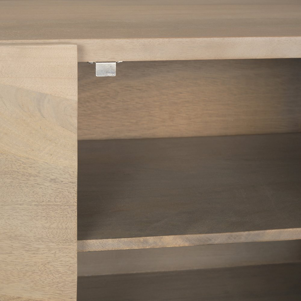 Light Brown Wooden 2 Door 2 Shelves Accent Cabinet