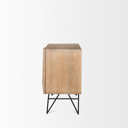 Light Brown Wooden 2 Door 2 Shelves Accent Cabinet