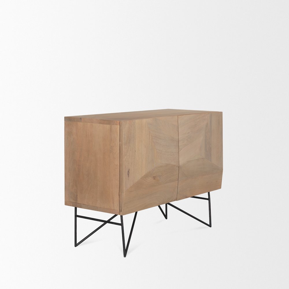 Light Brown Wooden 2 Door 2 Shelves Accent Cabinet