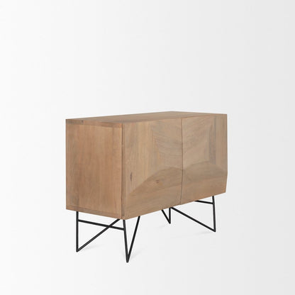 Light Brown Wooden 2 Door 2 Shelves Accent Cabinet