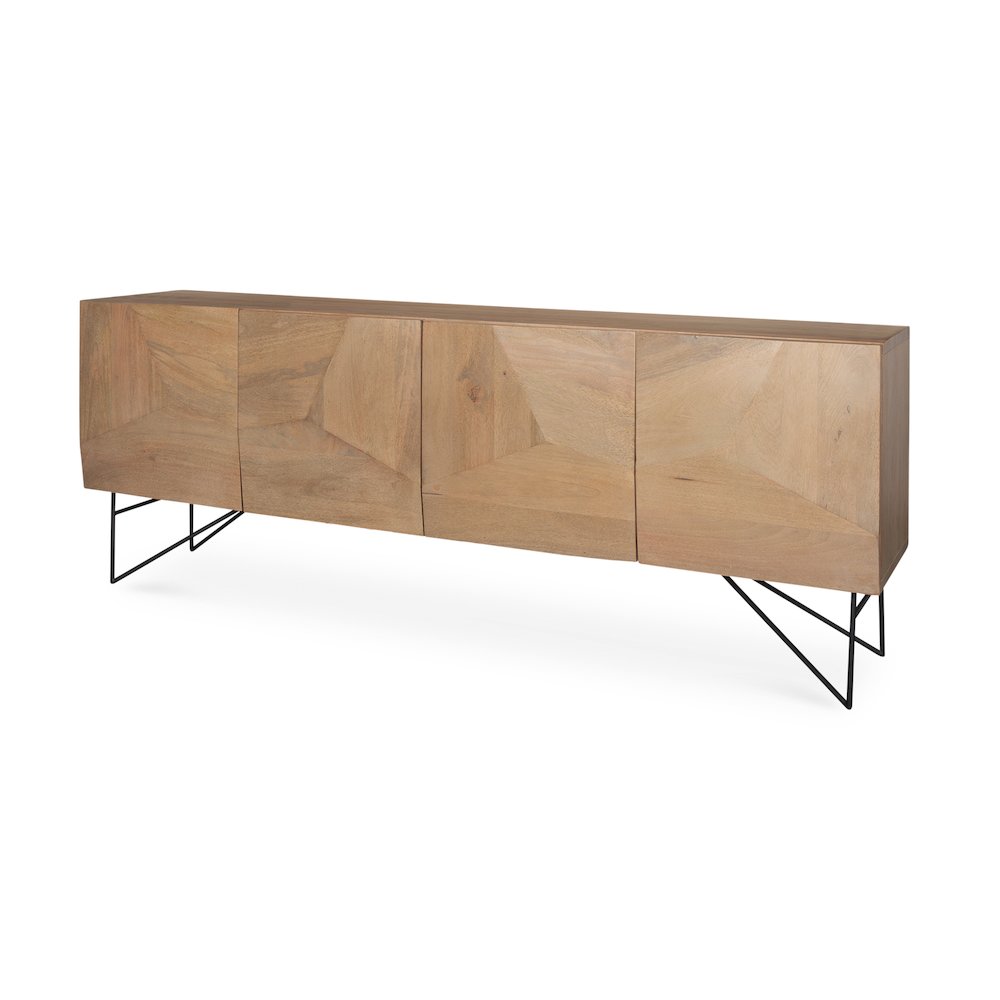 Darwin Light Brown Wooden 4 Door 2 Shelves Sideboard