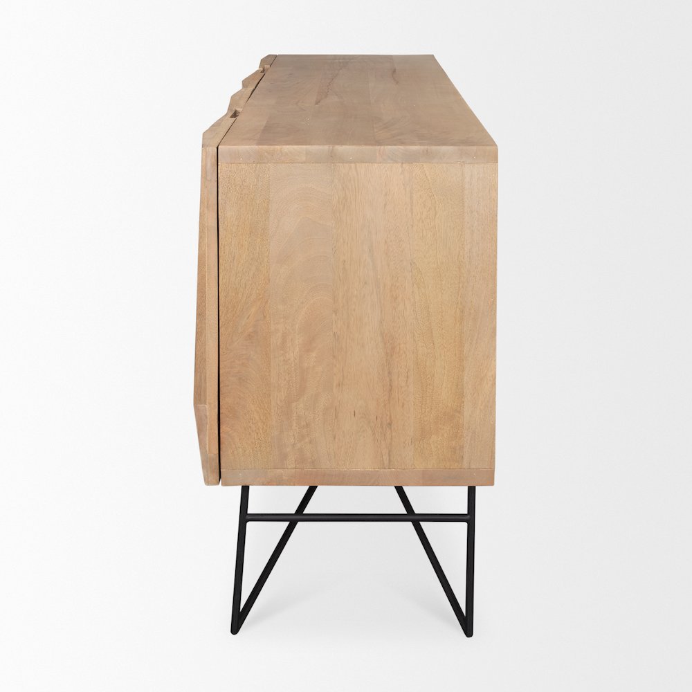 Darwin Light Brown Wooden 4 Door 2 Shelves Sideboard