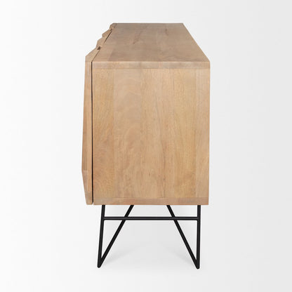 Darwin Light Brown Wooden 4 Door 2 Shelves Sideboard