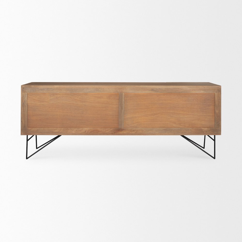Darwin Light Brown Wooden 4 Door 2 Shelves Sideboard