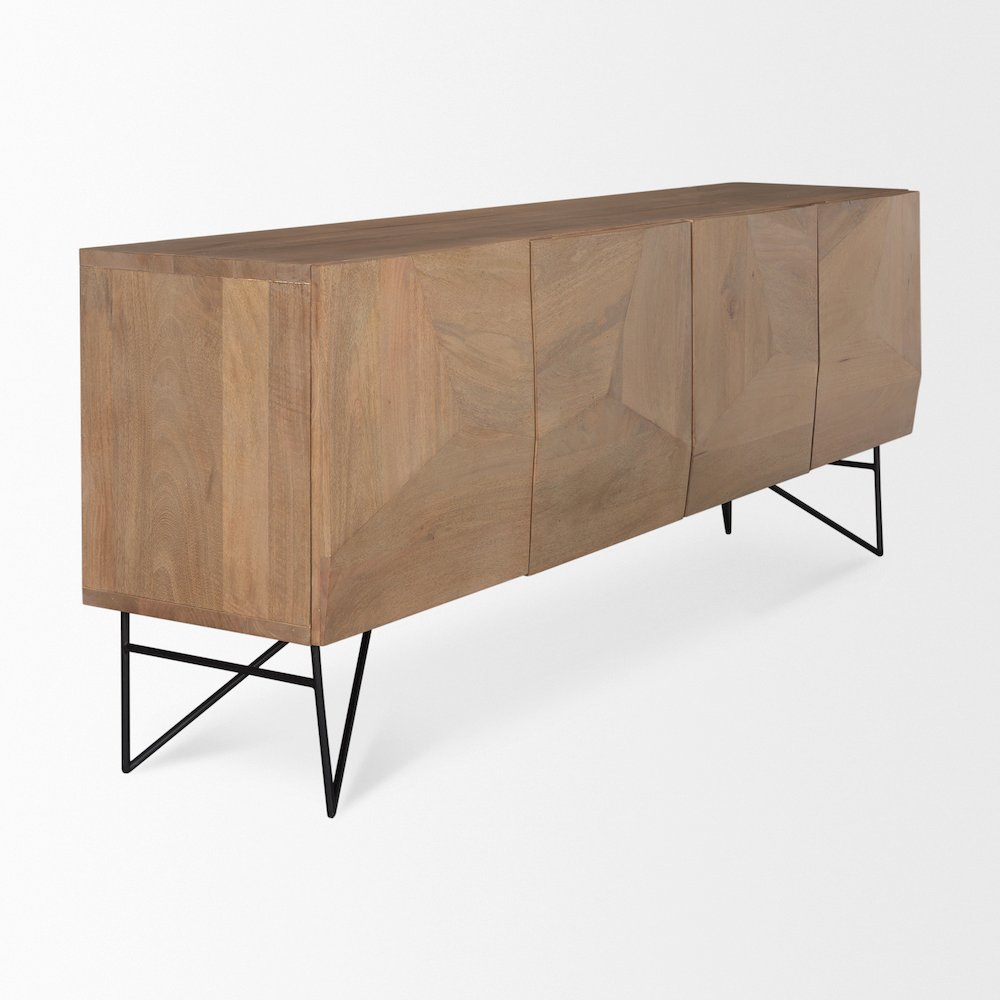 Darwin Light Brown Wooden 4 Door 2 Shelves Sideboard