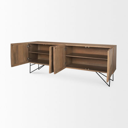 Darwin Light Brown Wooden 4 Door 2 Shelves Sideboard
