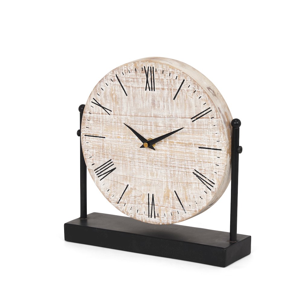 Raja Matte Black Metal Wood Table Clock
