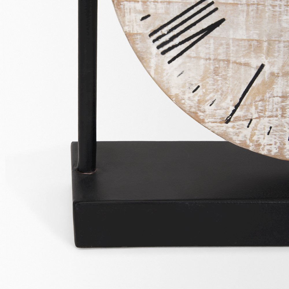 Raja Matte Black Metal Wood Table Clock