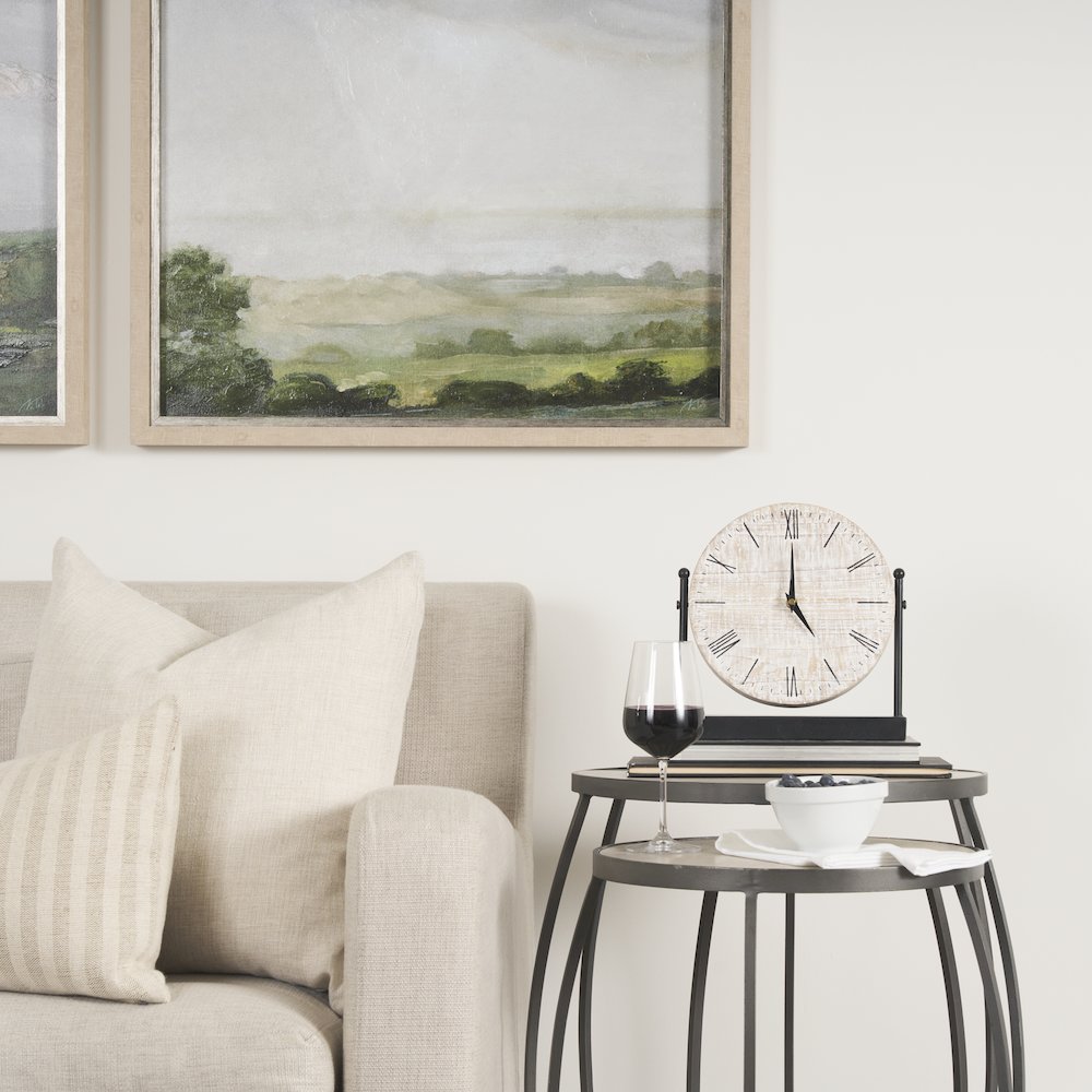 Raja Matte Black Metal Wood Table Clock