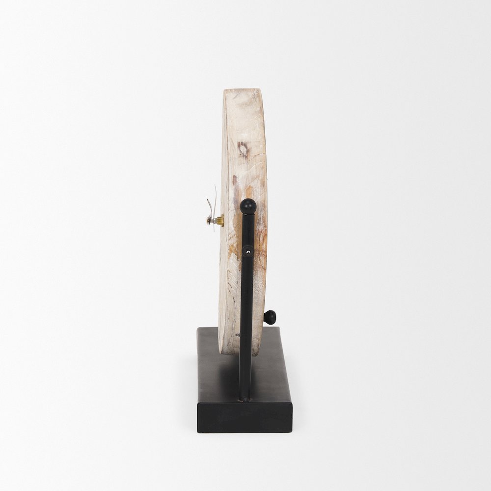 Raja Matte Black Metal Wood Table Clock
