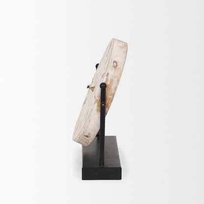 Raja Matte Black Metal Wood Table Clock