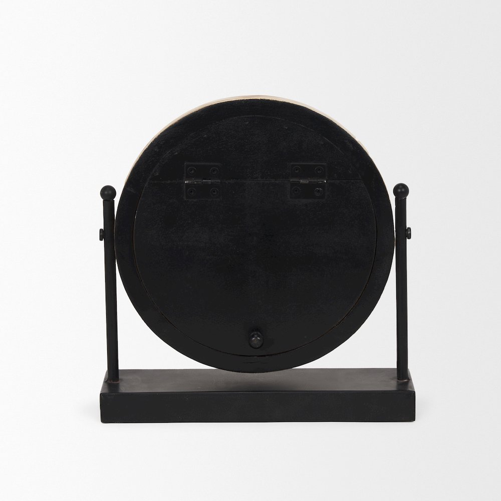 Raja Matte Black Metal Wood Table Clock