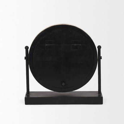 Raja Matte Black Metal Wood Table Clock