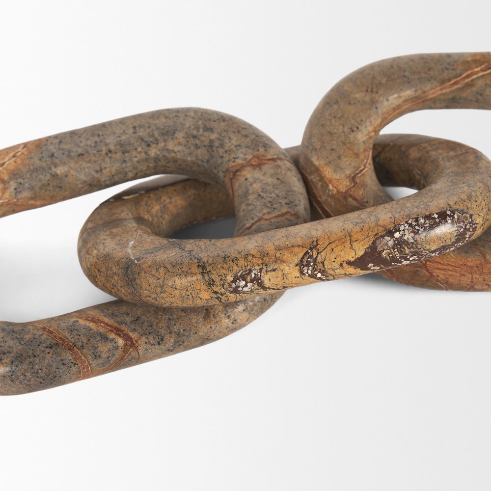 Reinir Red-Brown Marble Chain Link Decorative Object