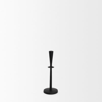 Qwin Matte Black Cast Aluminum Medium Candle Holder