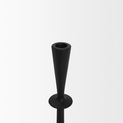 Qwin Matte Black Cast Aluminum Medium Candle Holder
