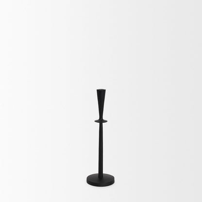 Qwin Matte Black Cast Aluminum Tall Candle Holder