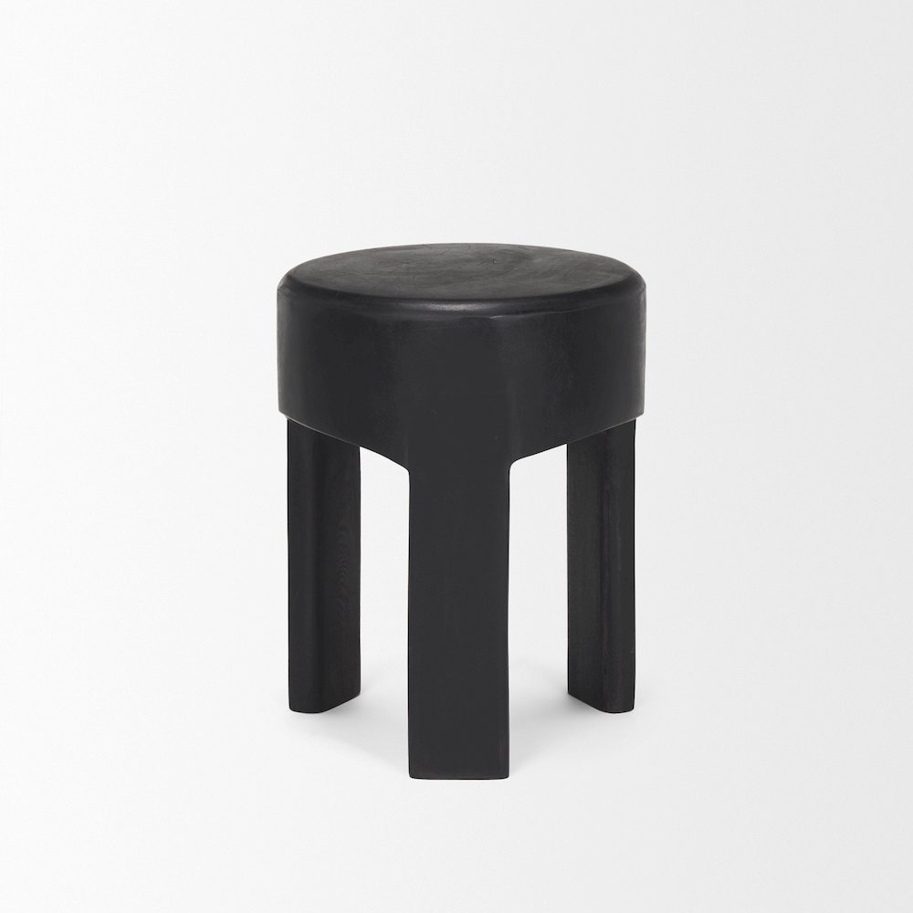 Riya Solid Black Wooden Stool