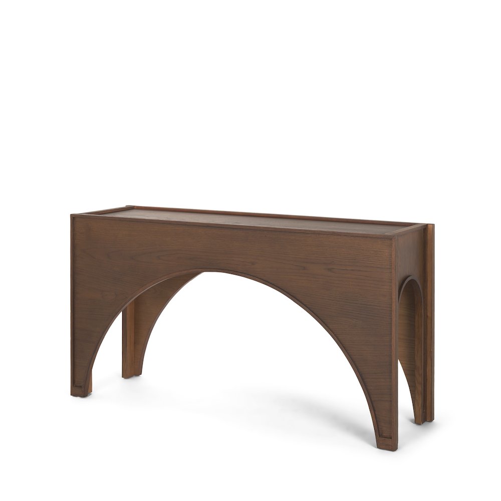 Dark Brown Wood Arched Console Table