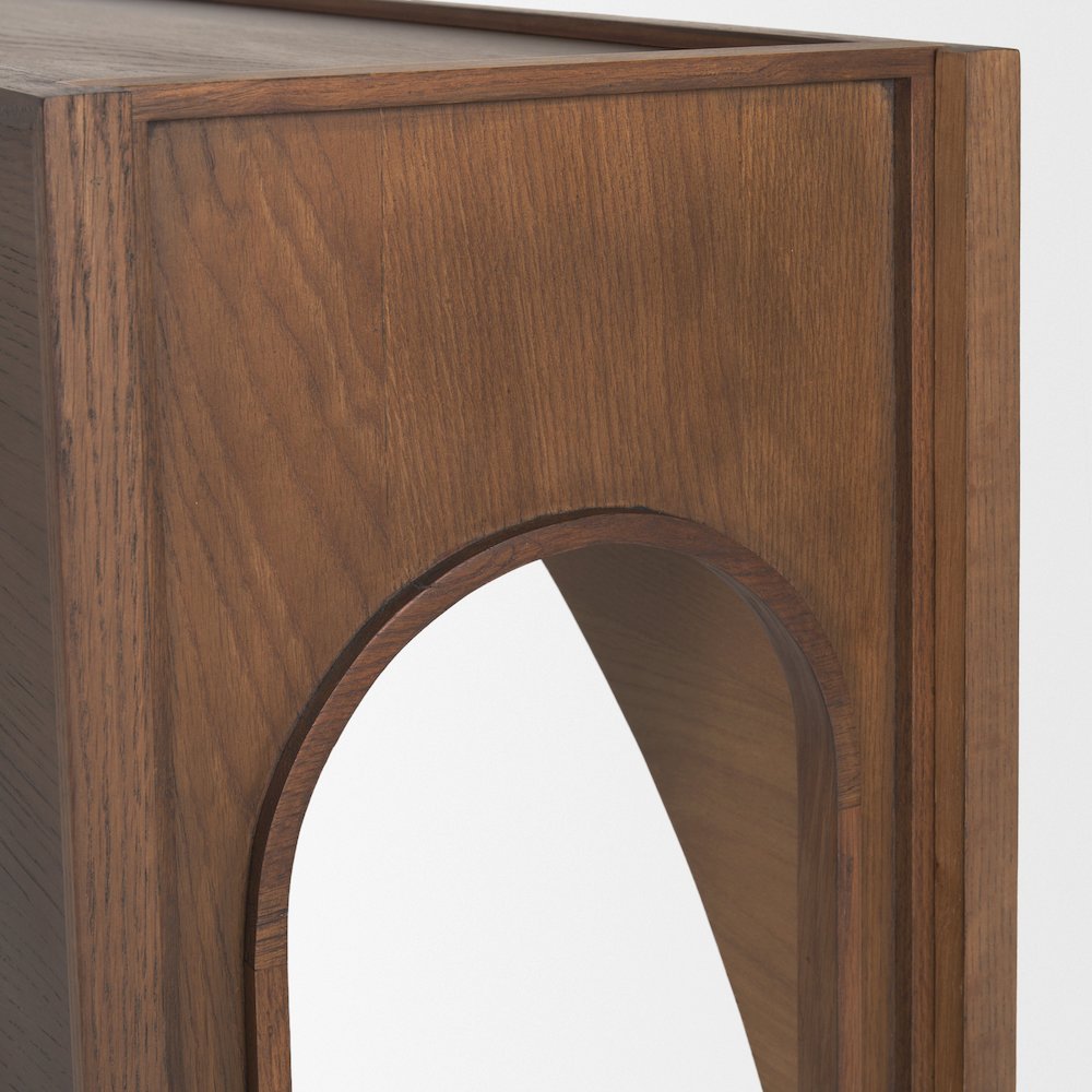 Dark Brown Wood Arched Console Table