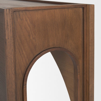 Dark Brown Wood Arched Console Table