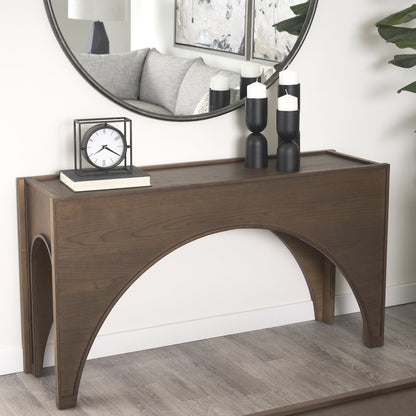 Dark Brown Wood Arched Console Table