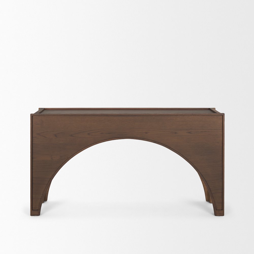 Dark Brown Wood Arched Console Table