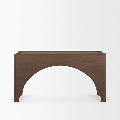 Dark Brown Wood Arched Console Table