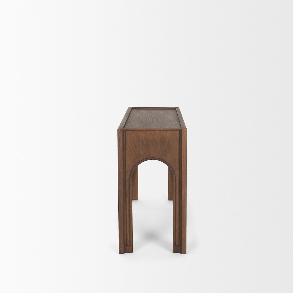 Dark Brown Wood Arched Console Table