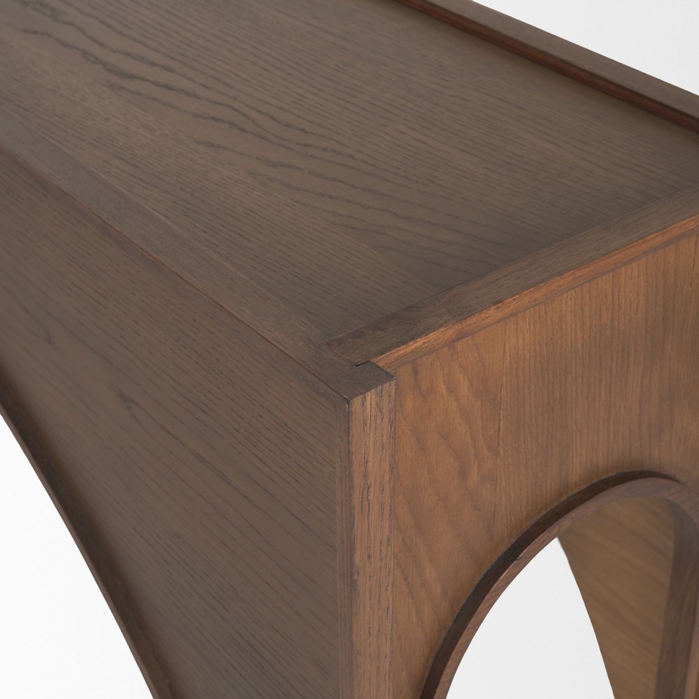 Dark Brown Wood Arched Console Table