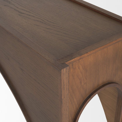 Dark Brown Wood Arched Console Table