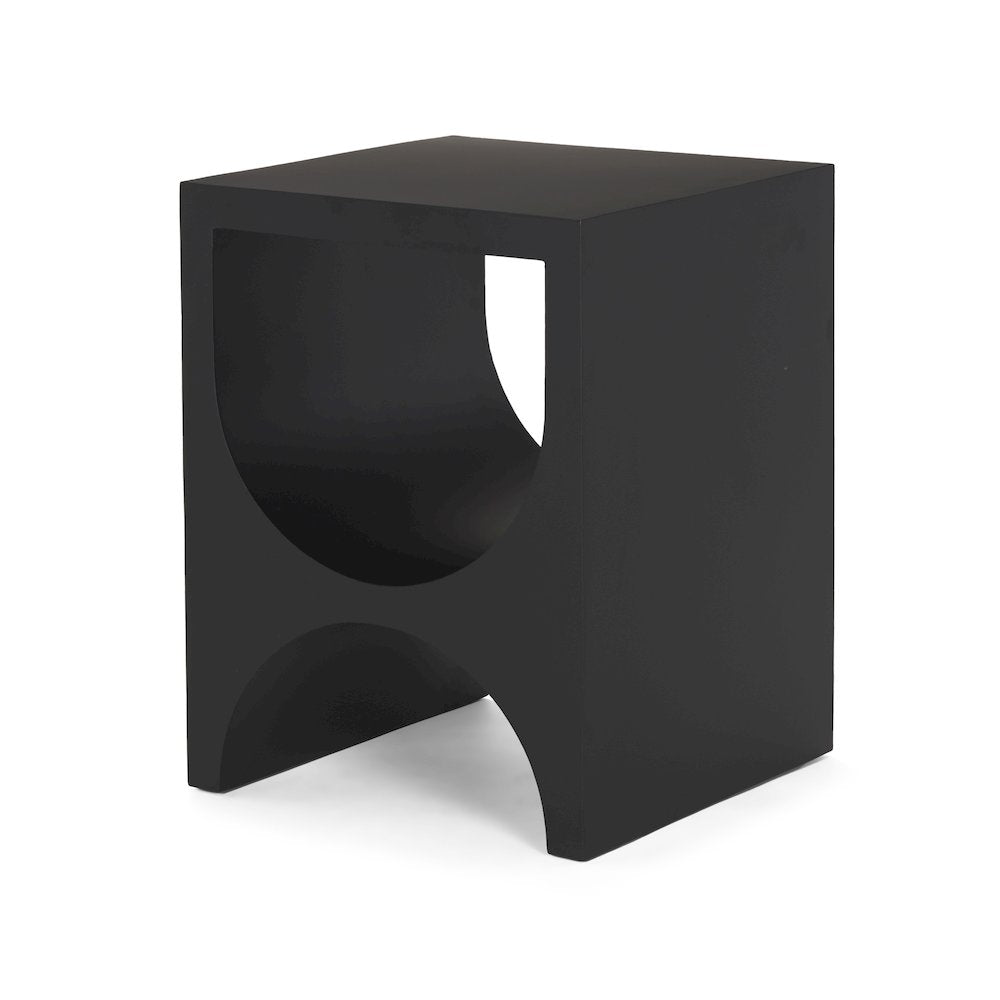Matte Black Square Metal Side Table