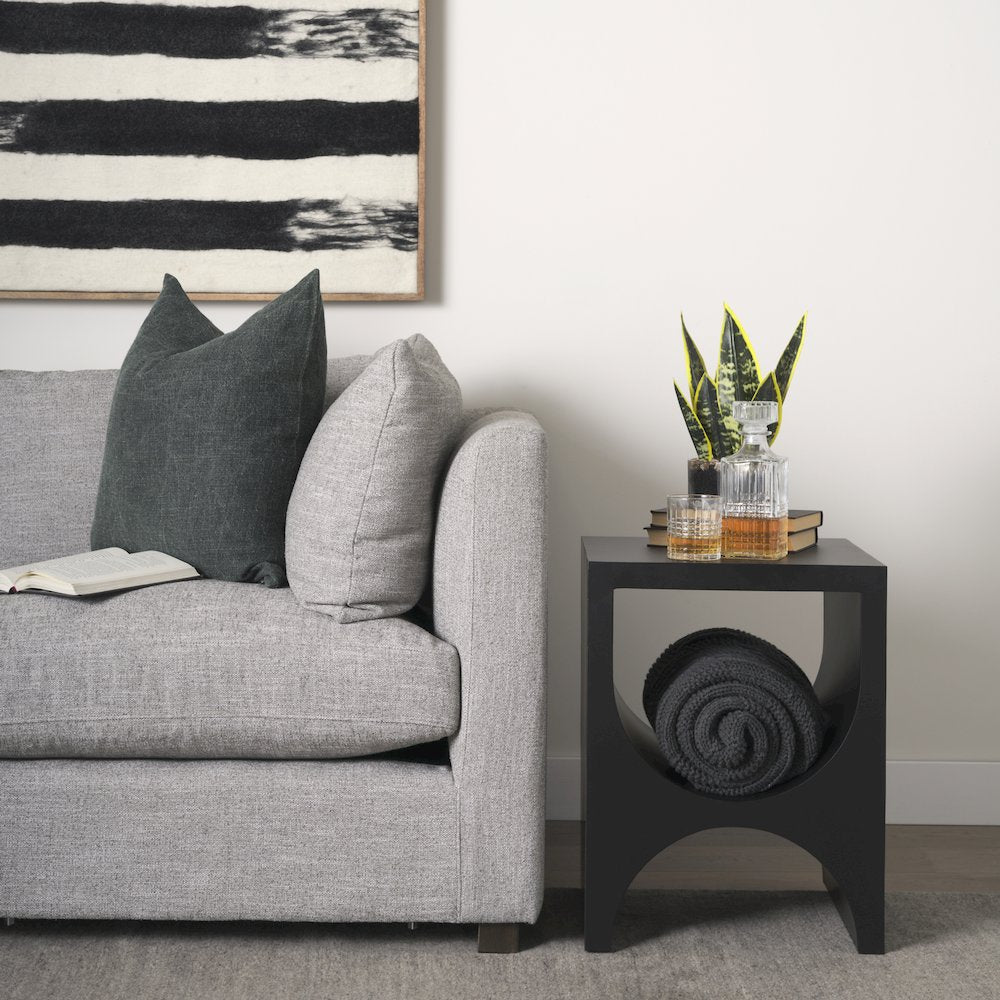 Matte Black Square Metal Side Table