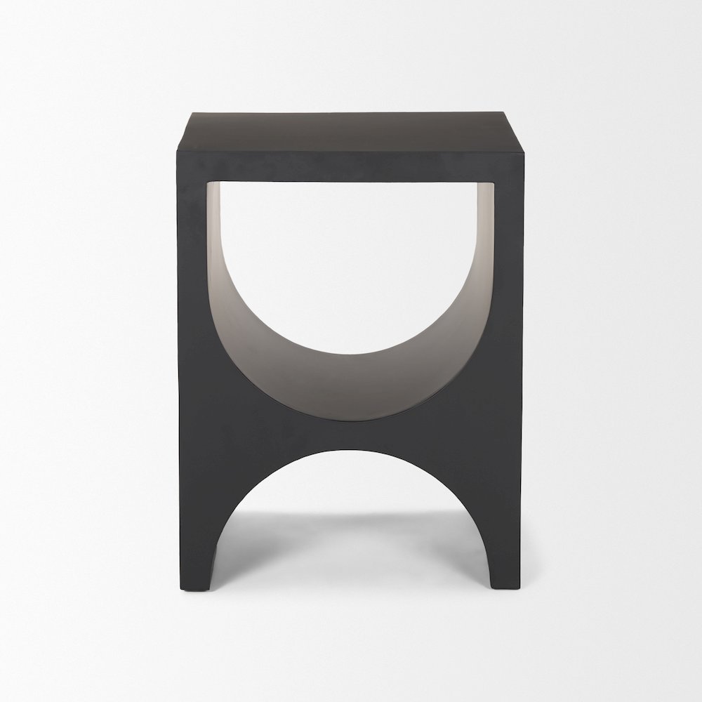 Matte Black Square Metal Side Table