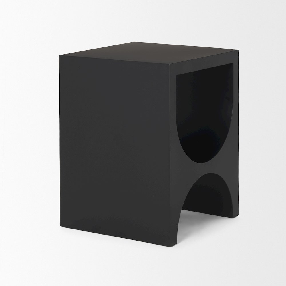 Matte Black Square Metal Side Table